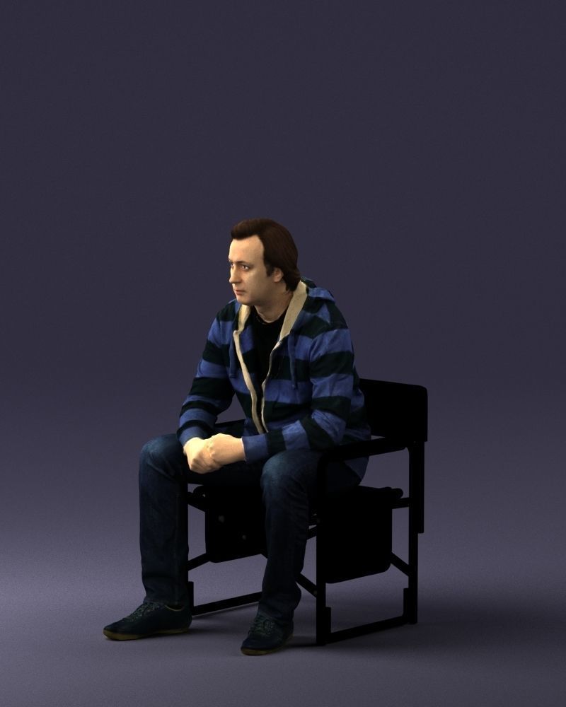 Man is sitting on a chair 0182 3D Print Ready 3D print model_27