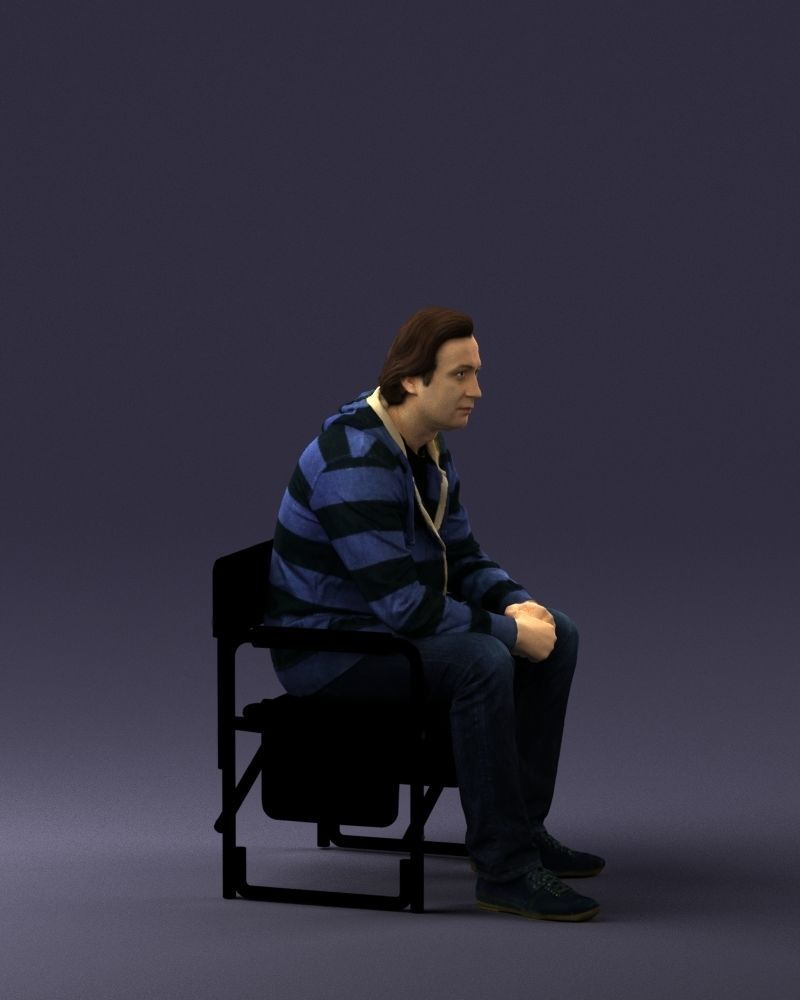 Man is sitting on a chair 0182 3D Print Ready 3D print model_9