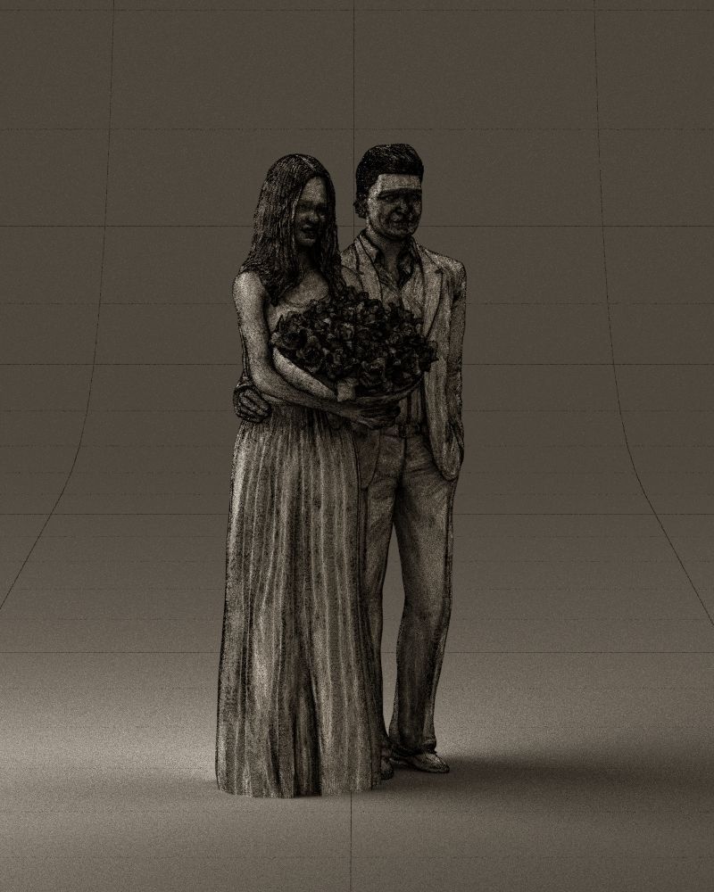 Man and woman in eve dresses bouquet flowers 0868 3D Print Ready 3D print model_26