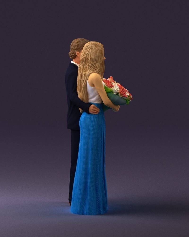 Man and woman in eve dresses bouquet flowers 0868 3D Print Ready 3D print model_16