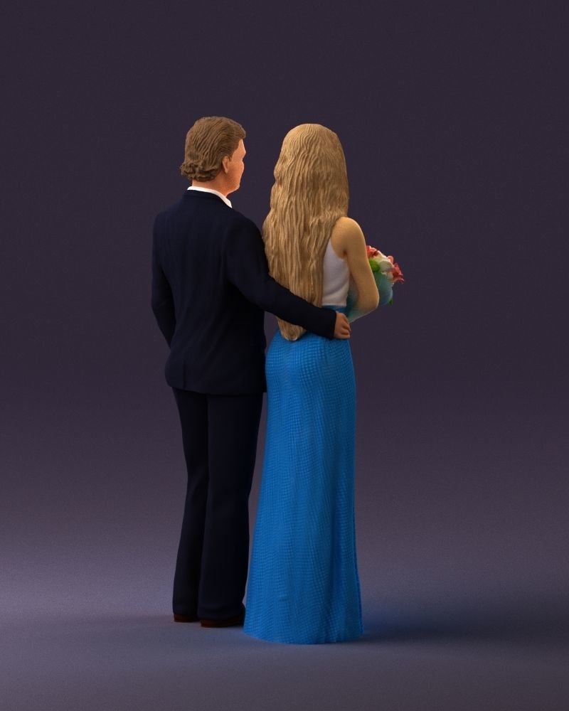 Man and woman in eve dresses bouquet flowers 0868 3D Print Ready 3D print model_17