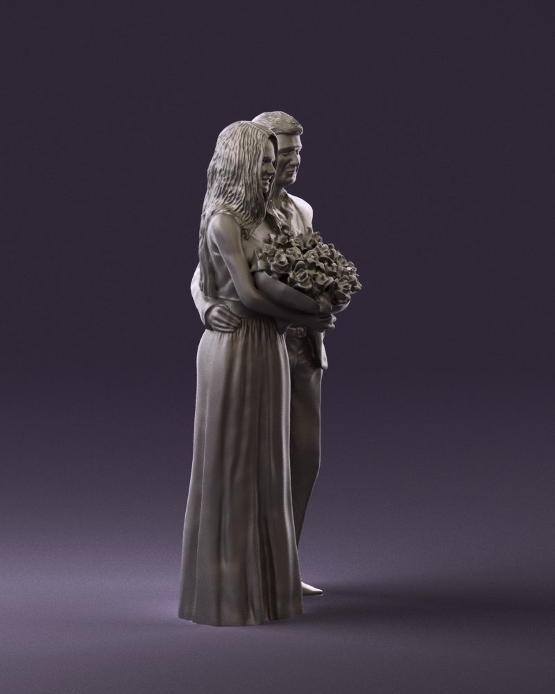 Man and woman in eve dresses bouquet flowers 0868 3D Print Ready 3D print model_3