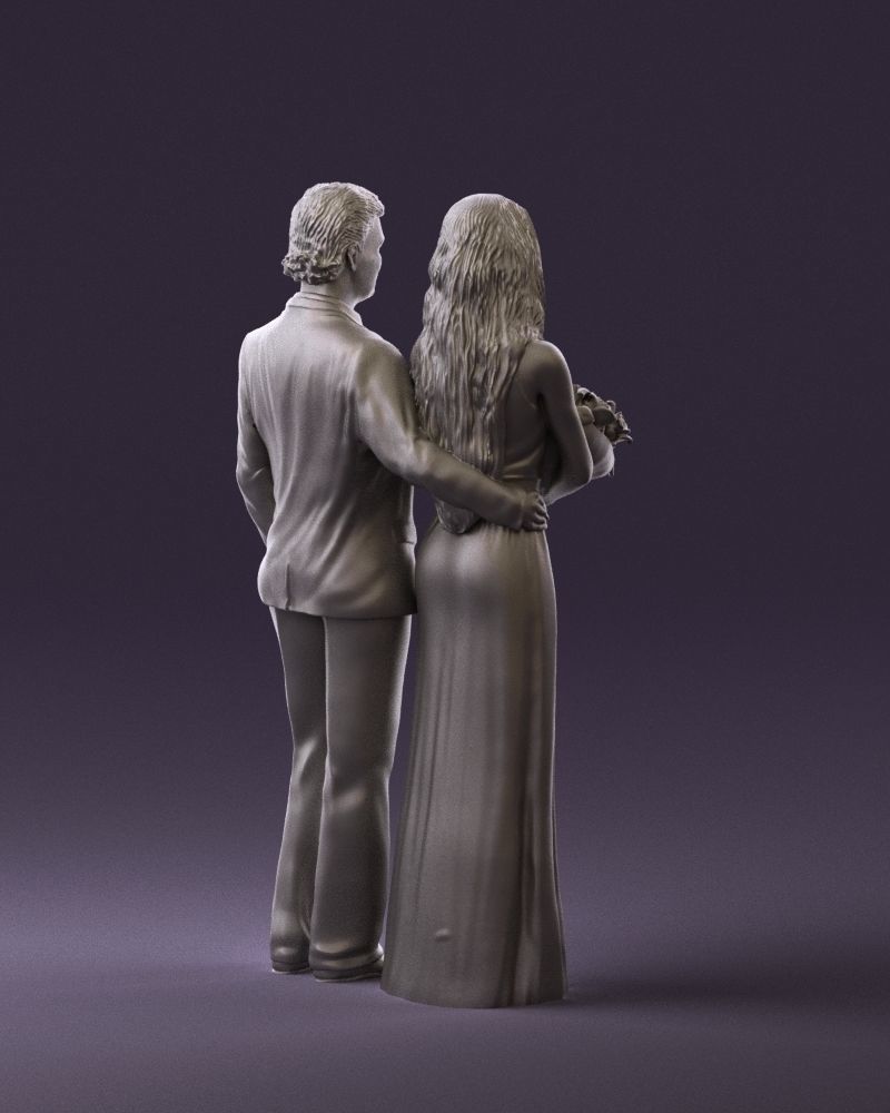 Man and woman in eve dresses bouquet flowers 0868 3D Print Ready 3D print model_5