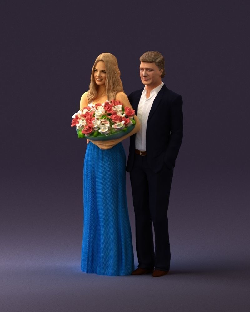 Man and woman in eve dresses bouquet flowers 0868 3D Print Ready 3D print model_22