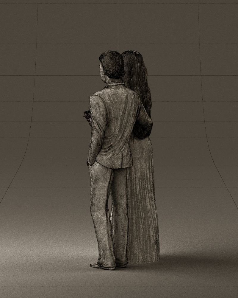 Man and woman in eve dresses bouquet flowers 0868 3D Print Ready 3D print model_31