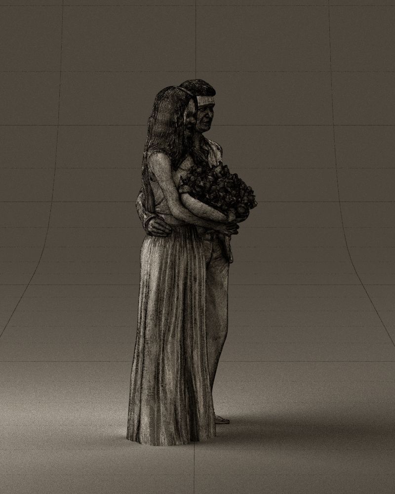 Man and woman in eve dresses bouquet flowers 0868 3D Print Ready 3D print model_27