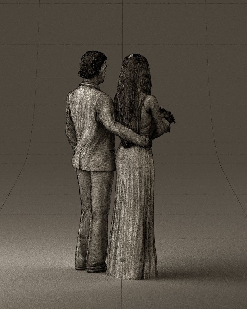 Man and woman in eve dresses bouquet flowers 0868 3D Print Ready 3D print model_29