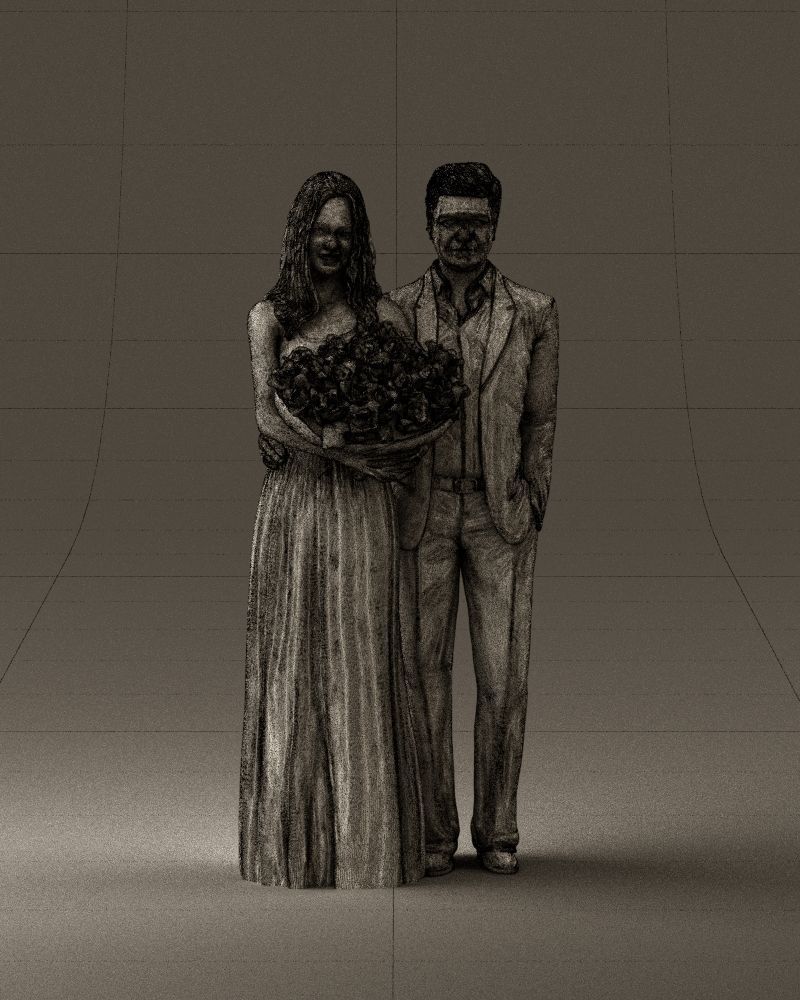 Man and woman in eve dresses bouquet flowers 0868 3D Print Ready 3D print model_25