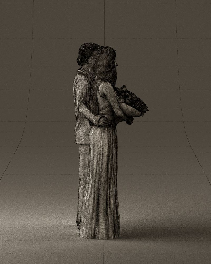 Man and woman in eve dresses bouquet flowers 0868 3D Print Ready 3D print model_28