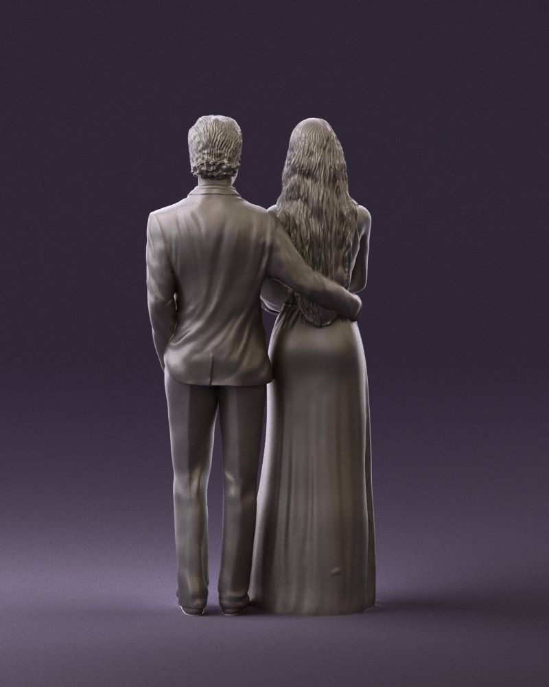 Man and woman in eve dresses bouquet flowers 0868 3D Print Ready 3D print model_6