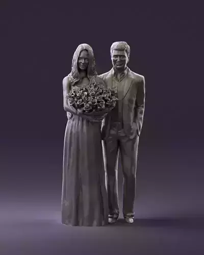Man and woman in eve dresses bouquet flowers 0868 3D Print Ready 3D print model