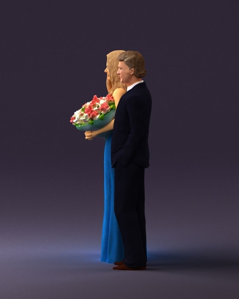 Man and woman in eve dresses bouquet flowers 0868 3D Print Ready 3D print model_20