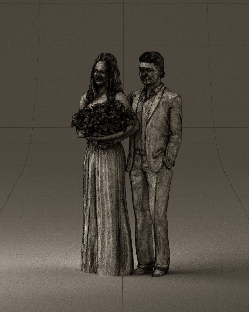 Man and woman in eve dresses bouquet flowers 0868 3D Print Ready 3D print model_34