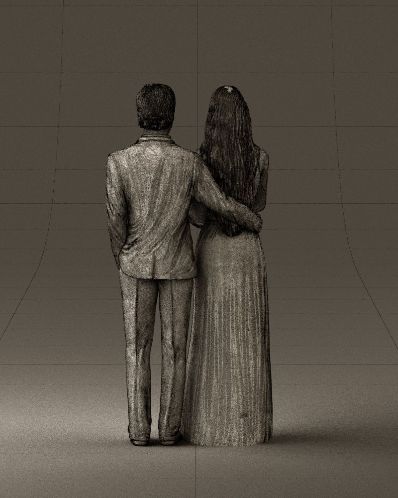 Man and woman in eve dresses bouquet flowers 0868 3D Print Ready 3D print model_30