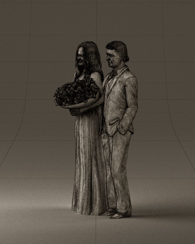 Man and woman in eve dresses bouquet flowers 0868 3D Print Ready 3D print model_33