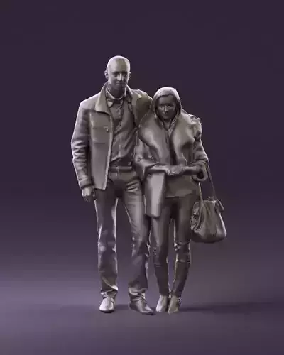 Man hug woman in white coat 0855 3D Print Ready 3D print model
