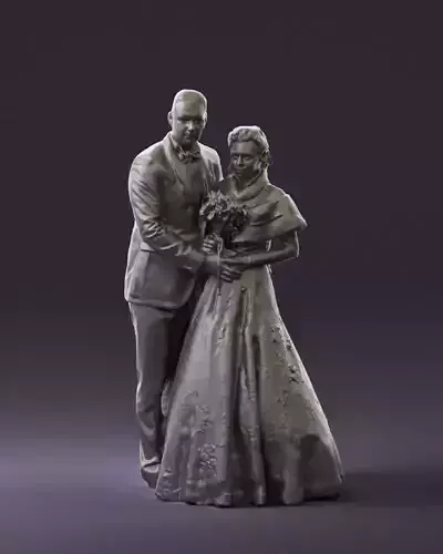 Wedding couple with flowers 0859 3D Print Ready