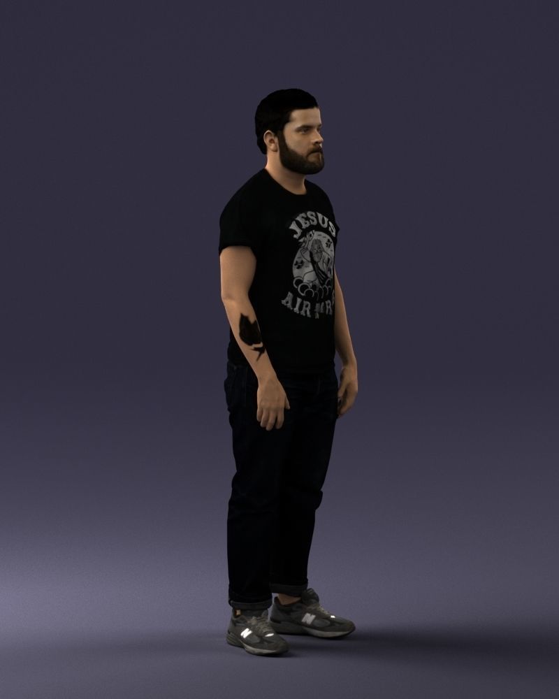 000127 Bearded Man in Graphic TShirt 0521 3dp 3D print model_21