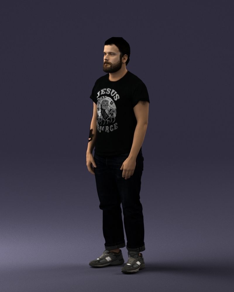 000127 Bearded Man in Graphic TShirt 0521 3dp 3D print model_69