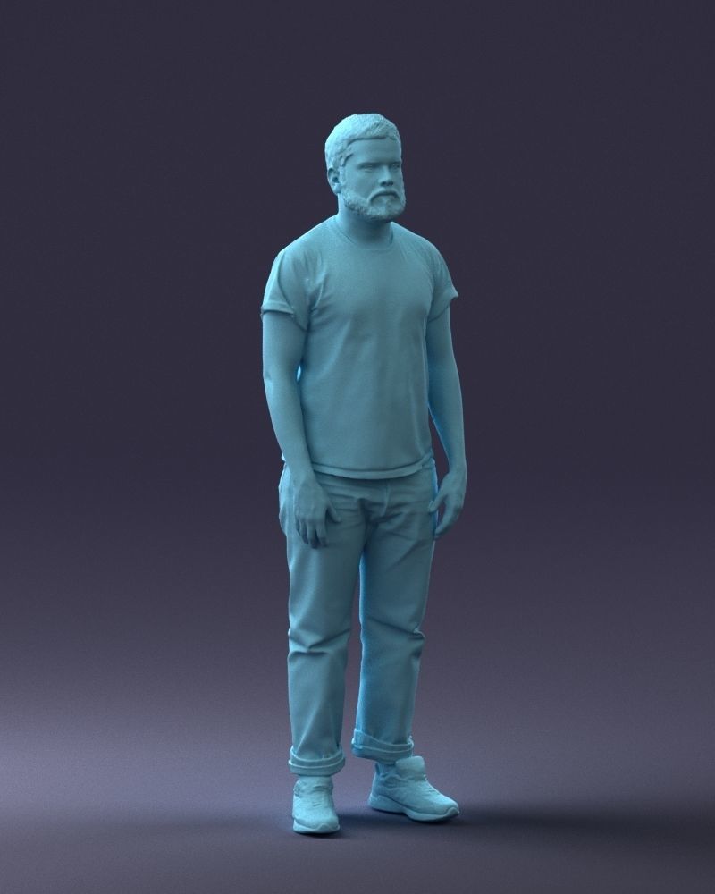 000127 Bearded Man in Graphic TShirt 0521 3dp 3D print model_16