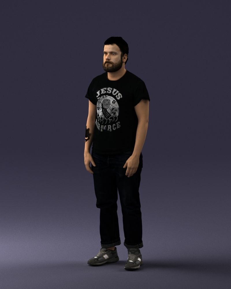 000127 Bearded Man in Graphic TShirt 0521 3dp 3D print model_72