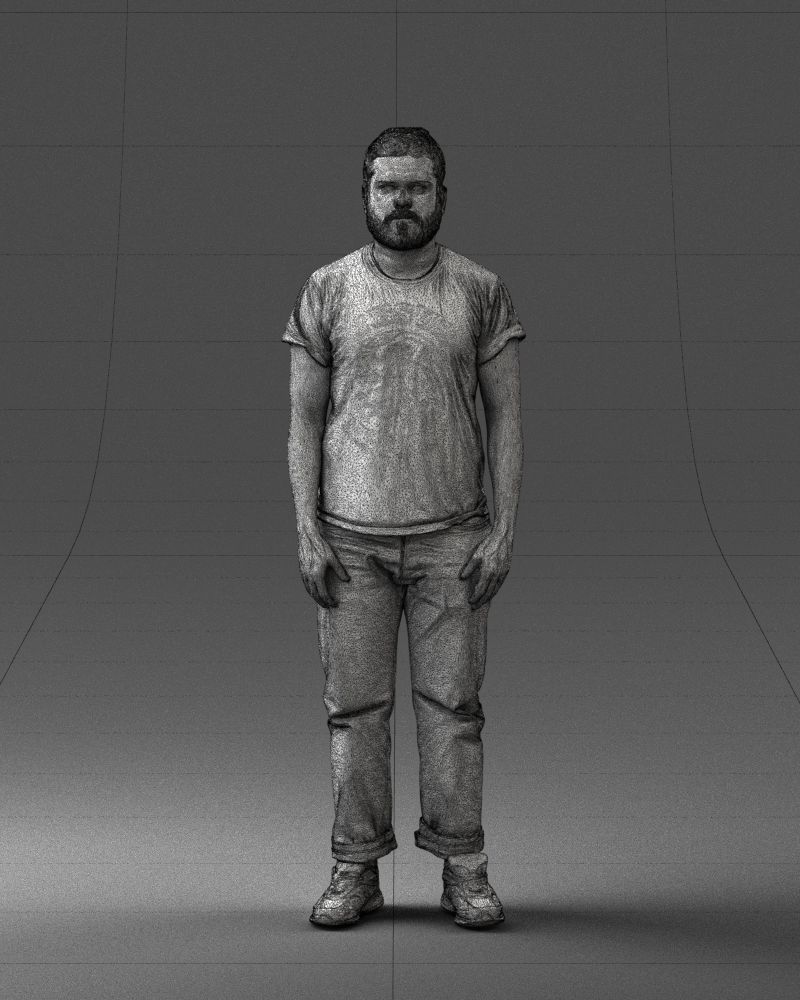 000127 Bearded Man in Graphic TShirt 0521 3dp 3D print model_2