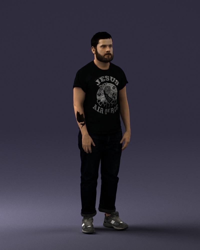 000127 Bearded Man in Graphic TShirt 0521 3dp 3D print model_15