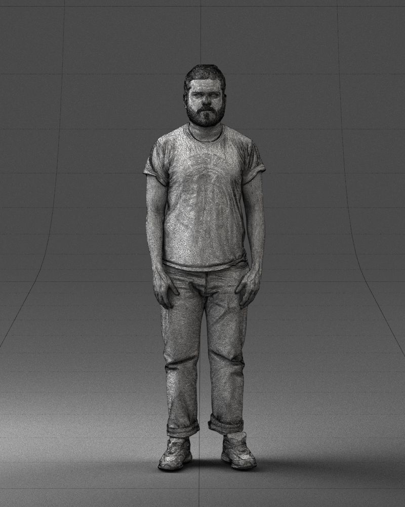 000127 Bearded Man in Graphic TShirt 0521 3dp 3D print model_8