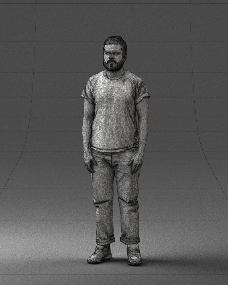 000127 Bearded Man in Graphic TShirt 0521 3dp 3D print model_80