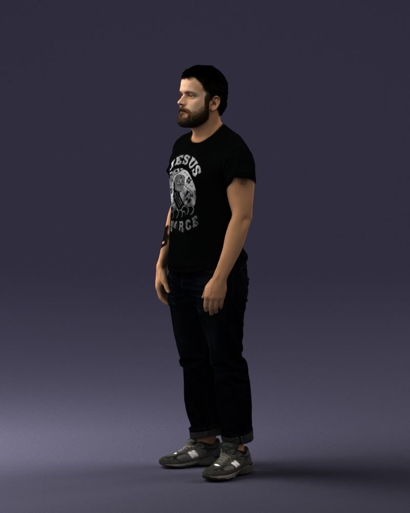 000127 Bearded Man in Graphic TShirt 0521 3dp 3D print model_66