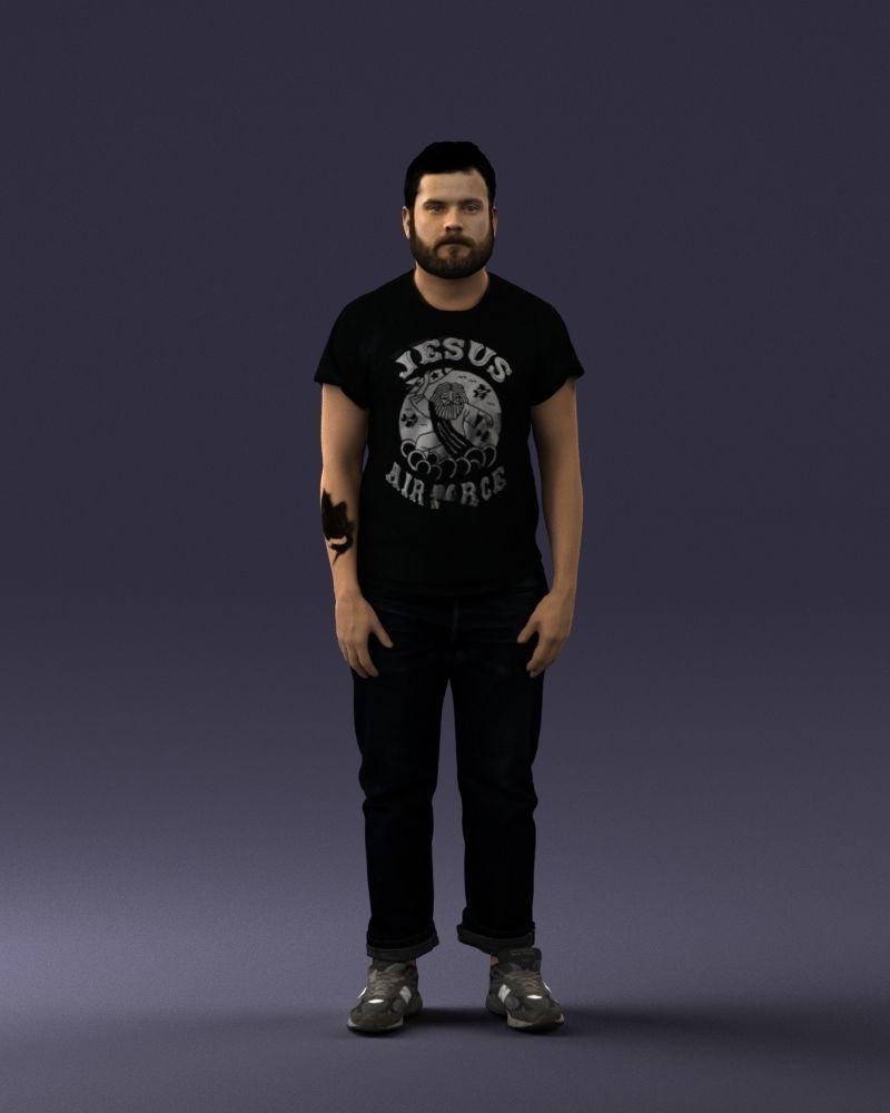 000127 Bearded Man in Graphic TShirt 0521 3dp 3D print model_6