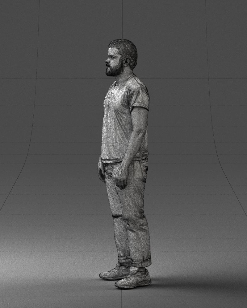 000127 Bearded Man in Graphic TShirt 0521 3dp 3D print model_65
