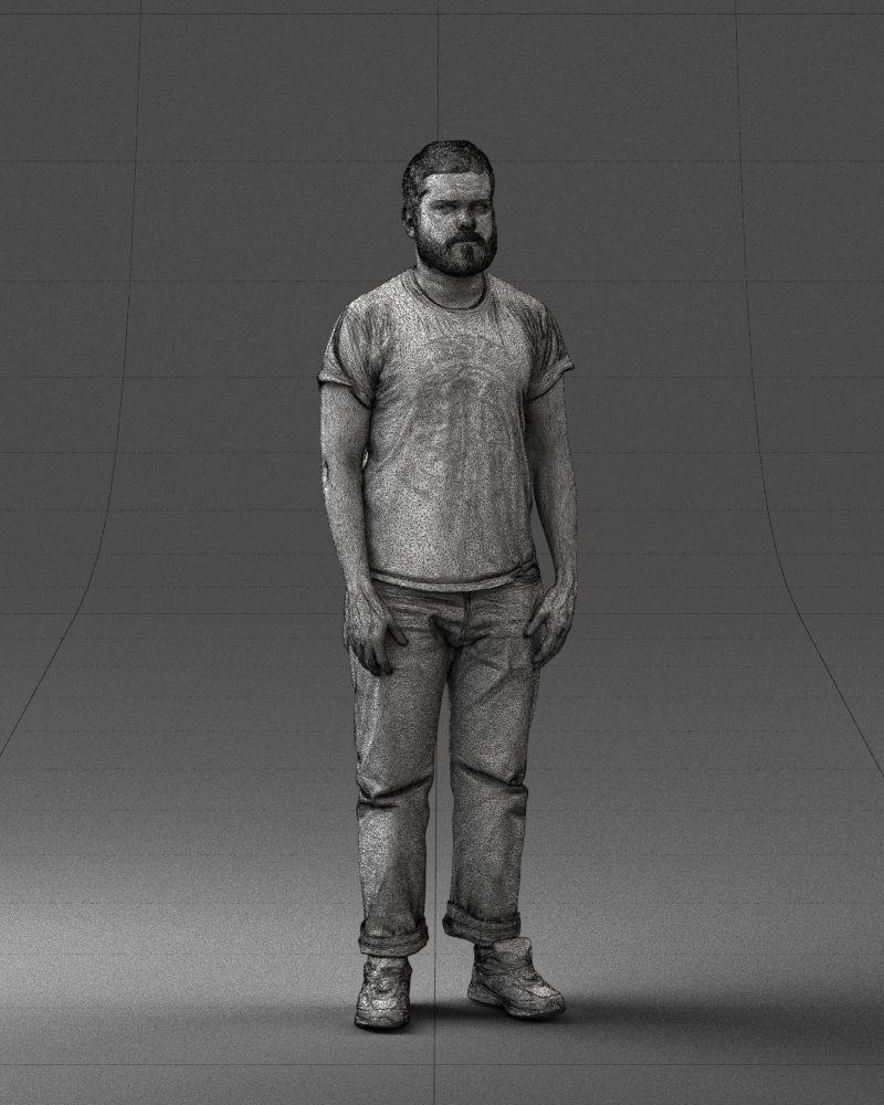 000127 Bearded Man in Graphic TShirt 0521 3dp 3D print model_14