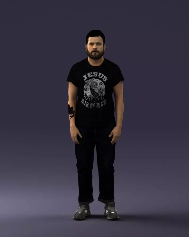 000127 Bearded Man in Graphic TShirt 0521 3dp 3D print model_0