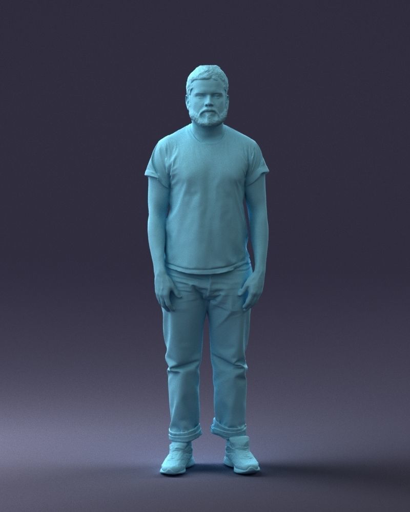 000127 Bearded Man in Graphic TShirt 0521 3dp 3D print model_7