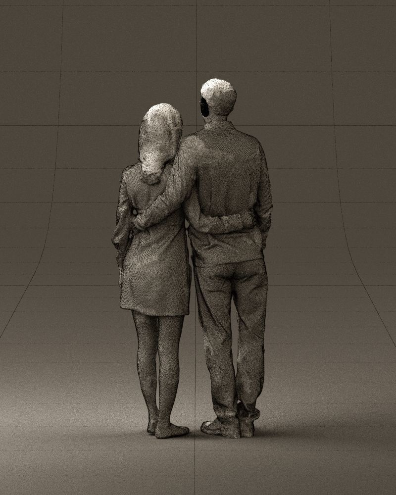 Man in redbrown top hug asian girl 0869 3D Print Ready 3D print model_30