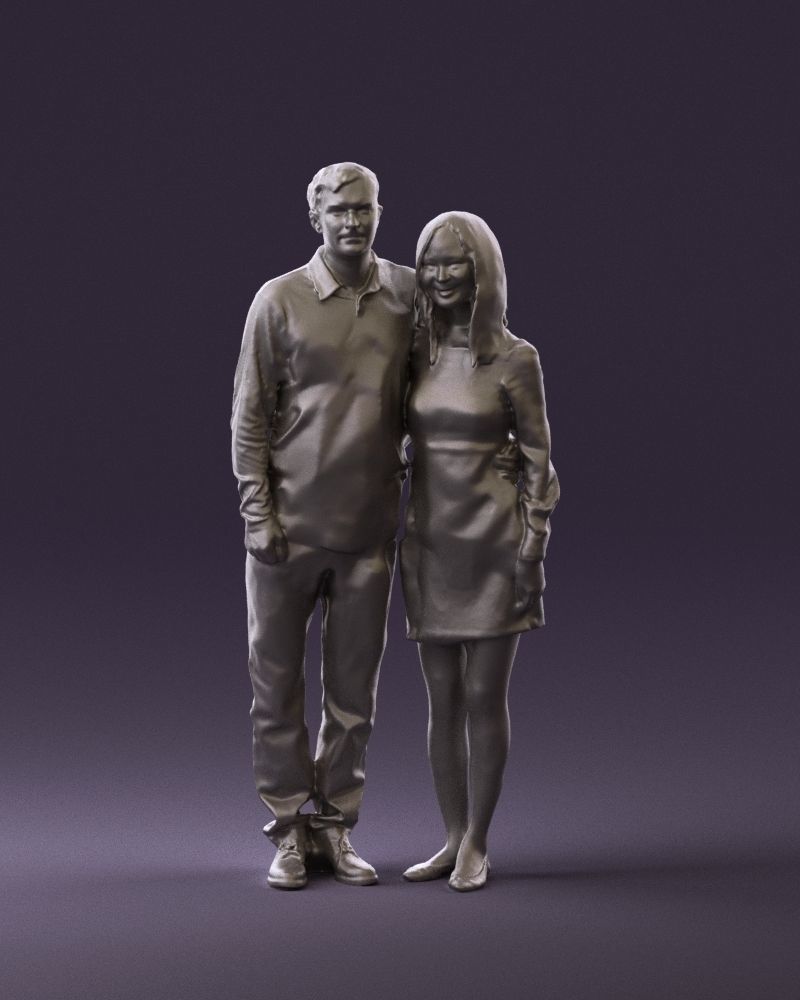 Man in redbrown top hug asian girl 0869 3D Print Ready 3D print model_11