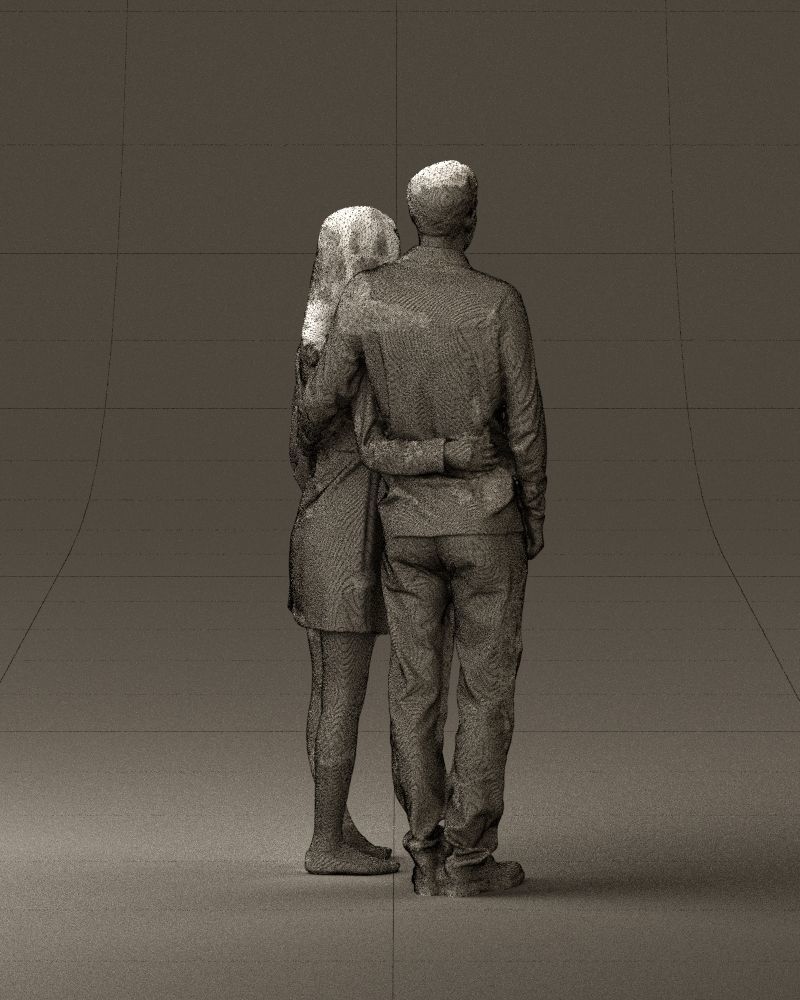 Man in redbrown top hug asian girl 0869 3D Print Ready 3D print model_29