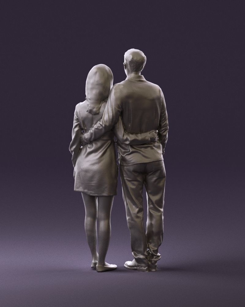 Man in redbrown top hug asian girl 0869 3D Print Ready 3D print model_6