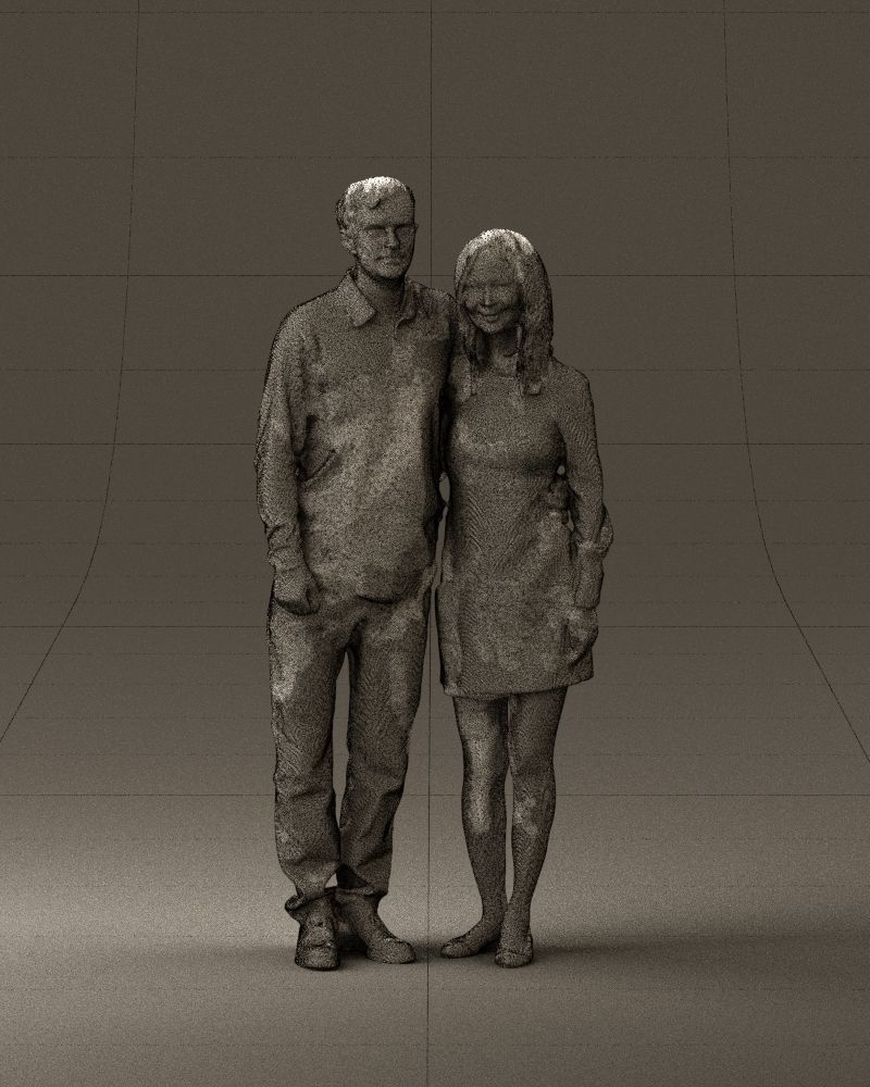 Man in redbrown top hug asian girl 0869 3D Print Ready 3D print model_24
