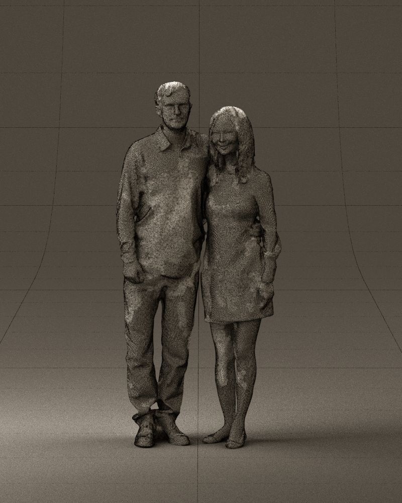 Man in redbrown top hug asian girl 0869 3D Print Ready 3D print model_35