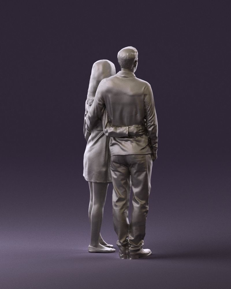 Man in redbrown top hug asian girl 0869 3D Print Ready 3D print model_5