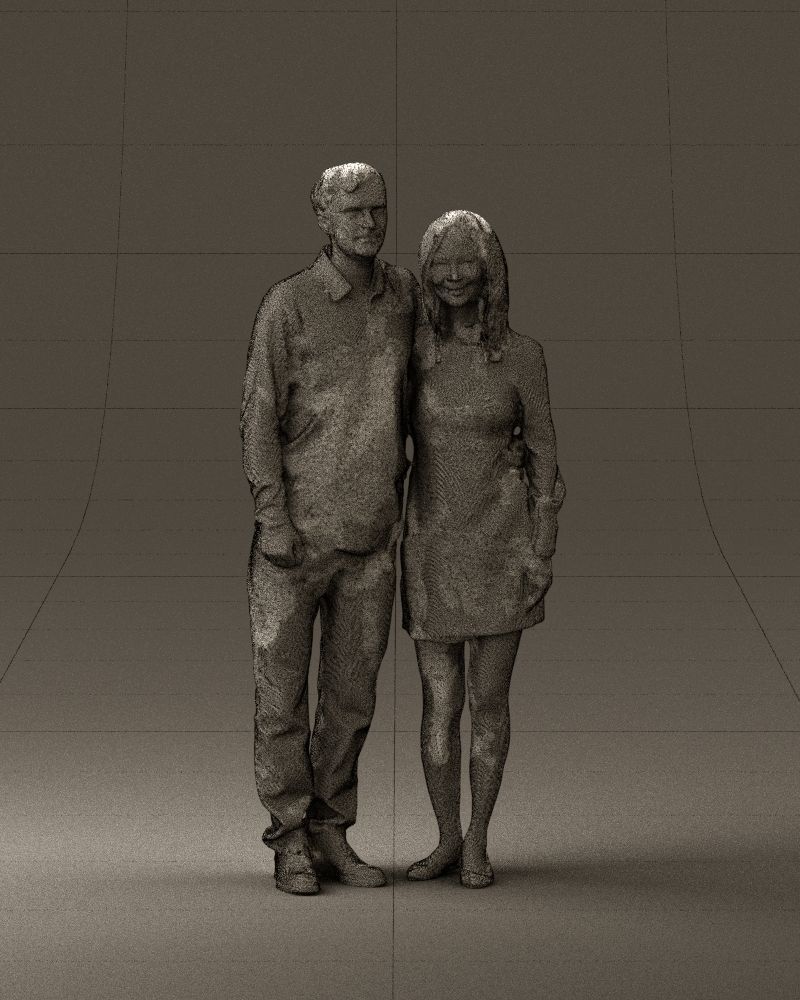 Man in redbrown top hug asian girl 0869 3D Print Ready 3D print model_25