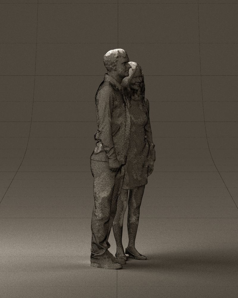 Man in redbrown top hug asian girl 0869 3D Print Ready 3D print model_27