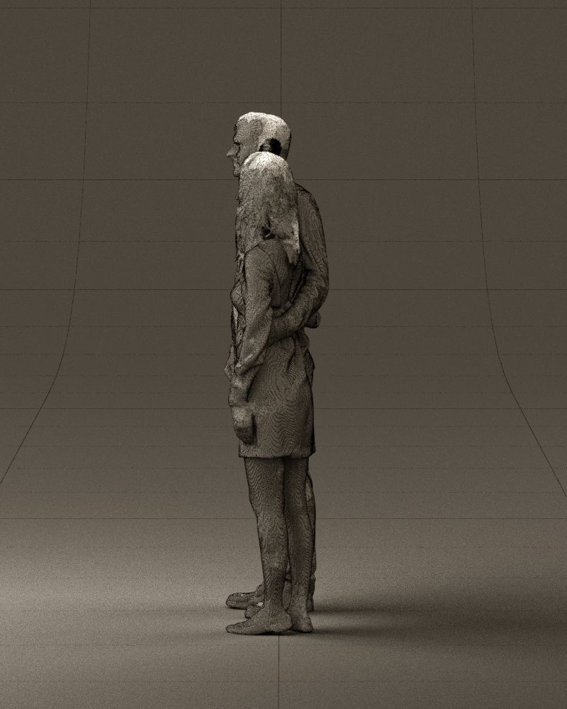 Man in redbrown top hug asian girl 0869 3D Print Ready 3D print model_32