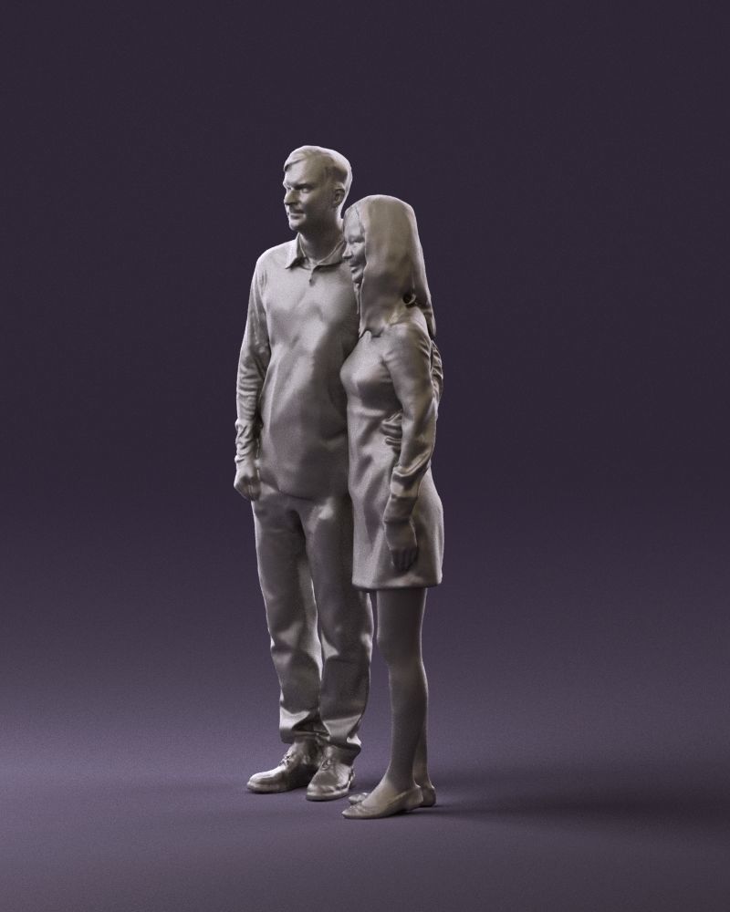 Man in redbrown top hug asian girl 0869 3D Print Ready 3D print model_9