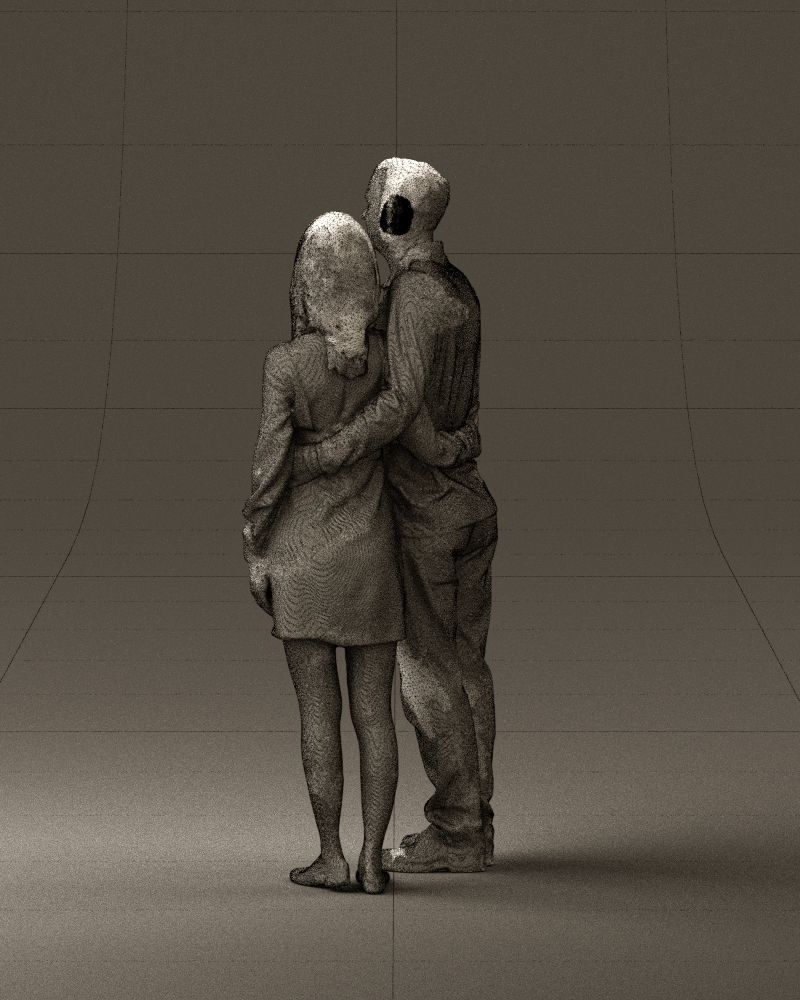 Man in redbrown top hug asian girl 0869 3D Print Ready 3D print model_31