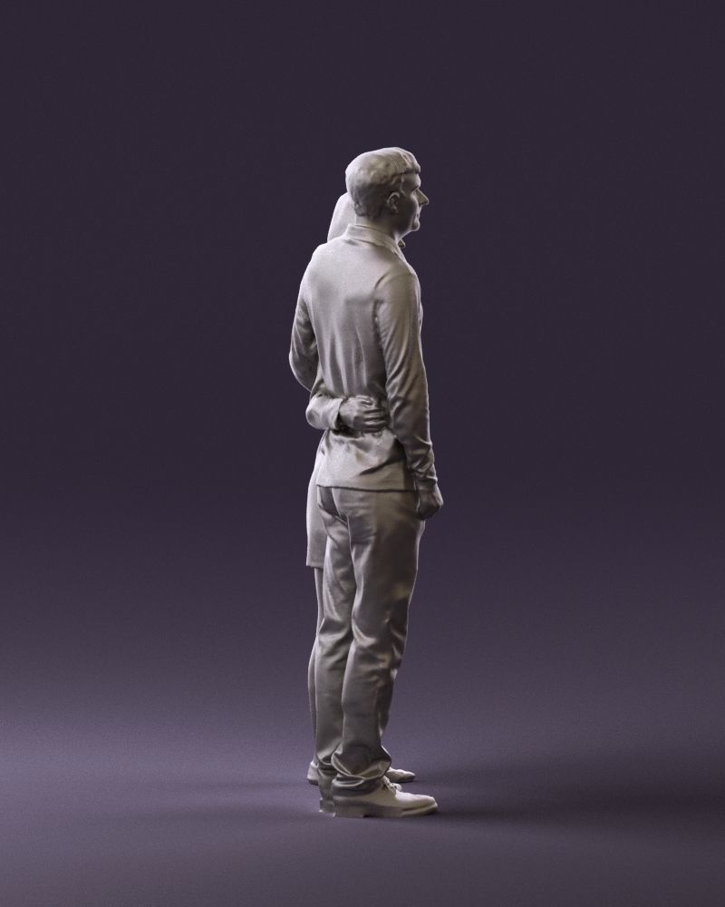 Man in redbrown top hug asian girl 0869 3D Print Ready 3D print model_4