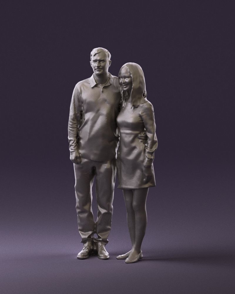 Man in redbrown top hug asian girl 0869 3D Print Ready 3D print model_10
