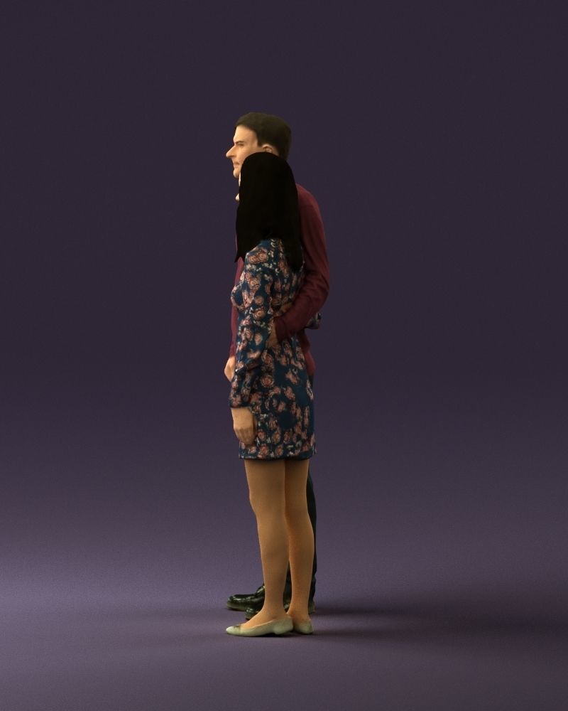 Man in redbrown top hug asian girl 0869 3D Print Ready 3D print model_20